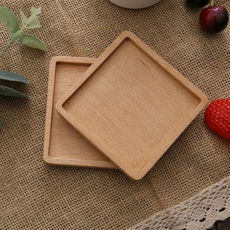 Round Wooden Coaster Natural Wood Cup Mat For Coffee Tea And Drinks 7
