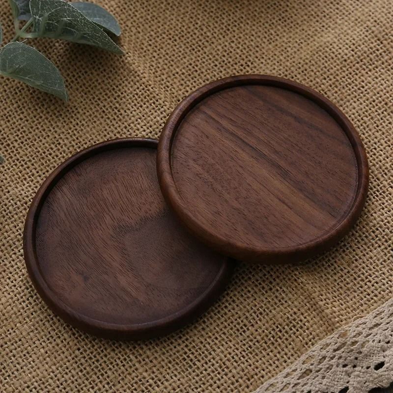 Round Wooden Coaster Natural Wood Cup Mat For Coffee Tea And Drinks 6