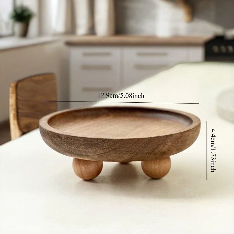 Wooden Serving Tray Round And Oval Dessert Display Plate Decorative Table Tray 1