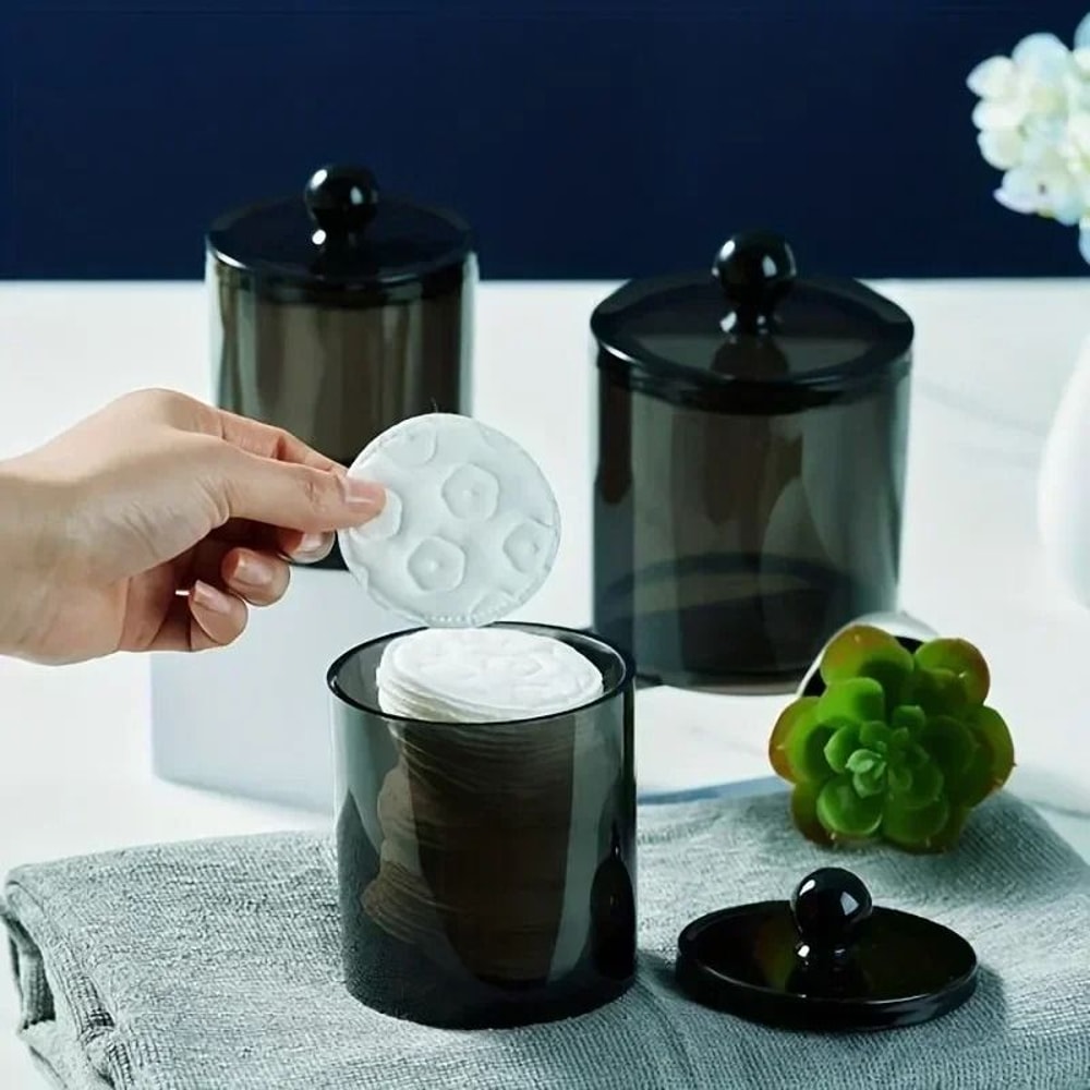 Clear Qtip Holder Dispenser Apothecary Jar Bathroom Vanity Organizer Set 7