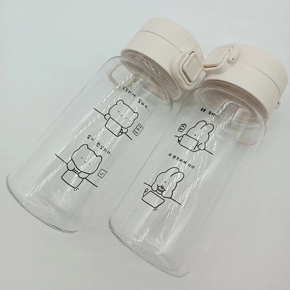 Cartoon Water Bottle With Straw Leak Proof Portable Plastic Drink Bottle 350ml 4