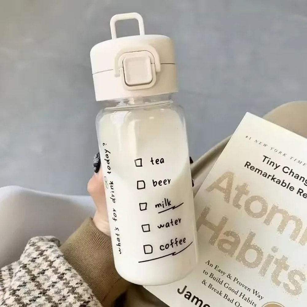 Cartoon Water Bottle With Straw Leak Proof Portable Plastic Drink Bottle 350ml 2