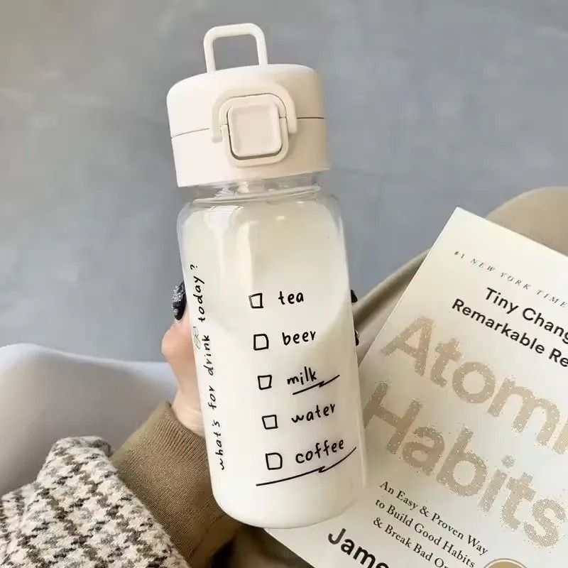 Cartoon Water Bottle With Straw Leak Proof Portable Plastic Drink Bottle 350ml 2