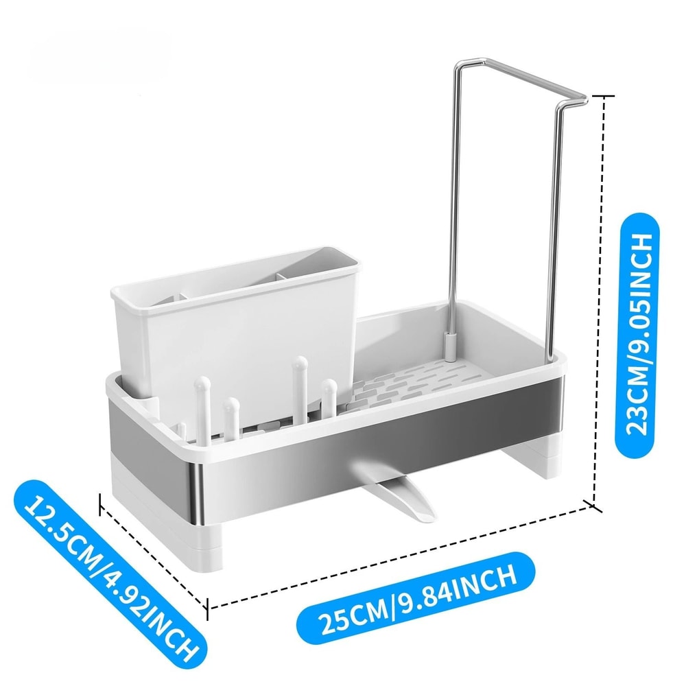 Stainless Steel Sponge Rack With Drain Kitchen Sink Organizer Storage Box 2