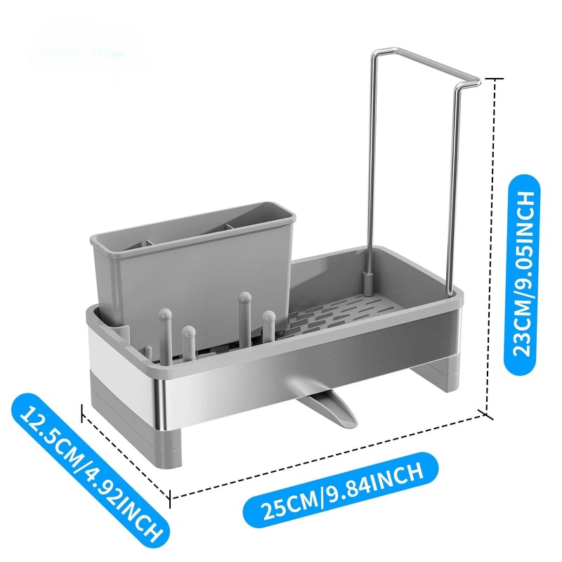 Stainless Steel Sponge Rack With Drain Kitchen Sink Organizer Storage Box 3