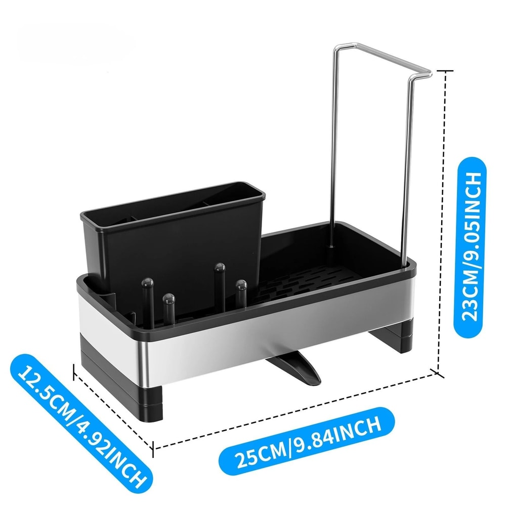 Stainless Steel Sponge Rack With Drain Kitchen Sink Organizer Storage Box 1