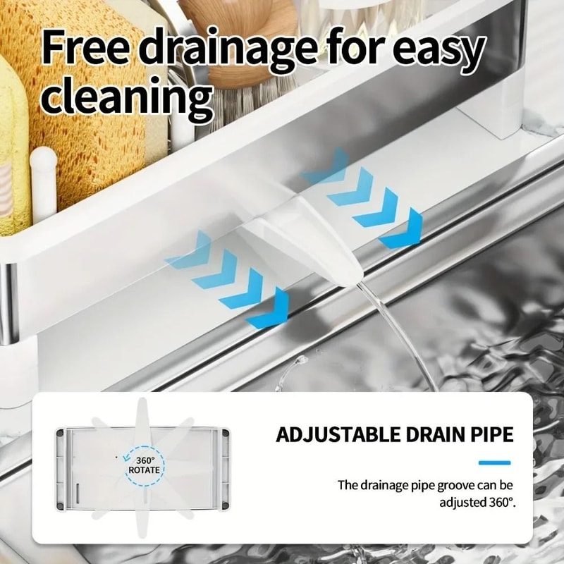 Stainless Steel Sponge Rack With Drain Kitchen Sink Organizer Storage Box 6