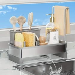 stainless steel sponge rack with drain kitchen sink organizer storage box