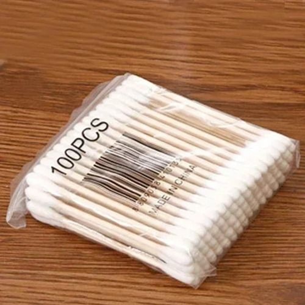 Cotton Swab Holder With Bamboo Lid Clear Bathroom Storage Jar Organizer 1