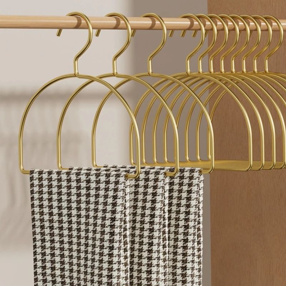 Gold Metal Scarf Hanger Organizer Half Round Multi Purpose Closet Hangers Set Of 5 4
