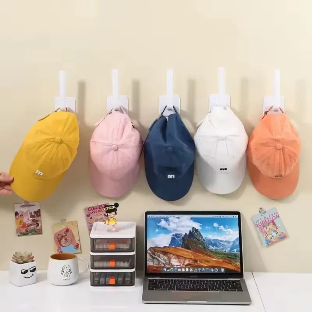 Adhesive Hat Hooks Baseball Cap Organizer No Drill Wall And Door Hat Rack 4