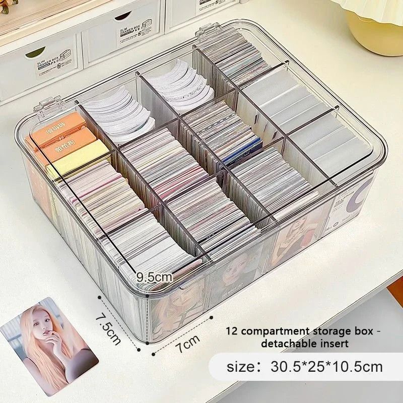 Acrylic Photocard Storage Box Transparent Display Organizer With Compartments 3