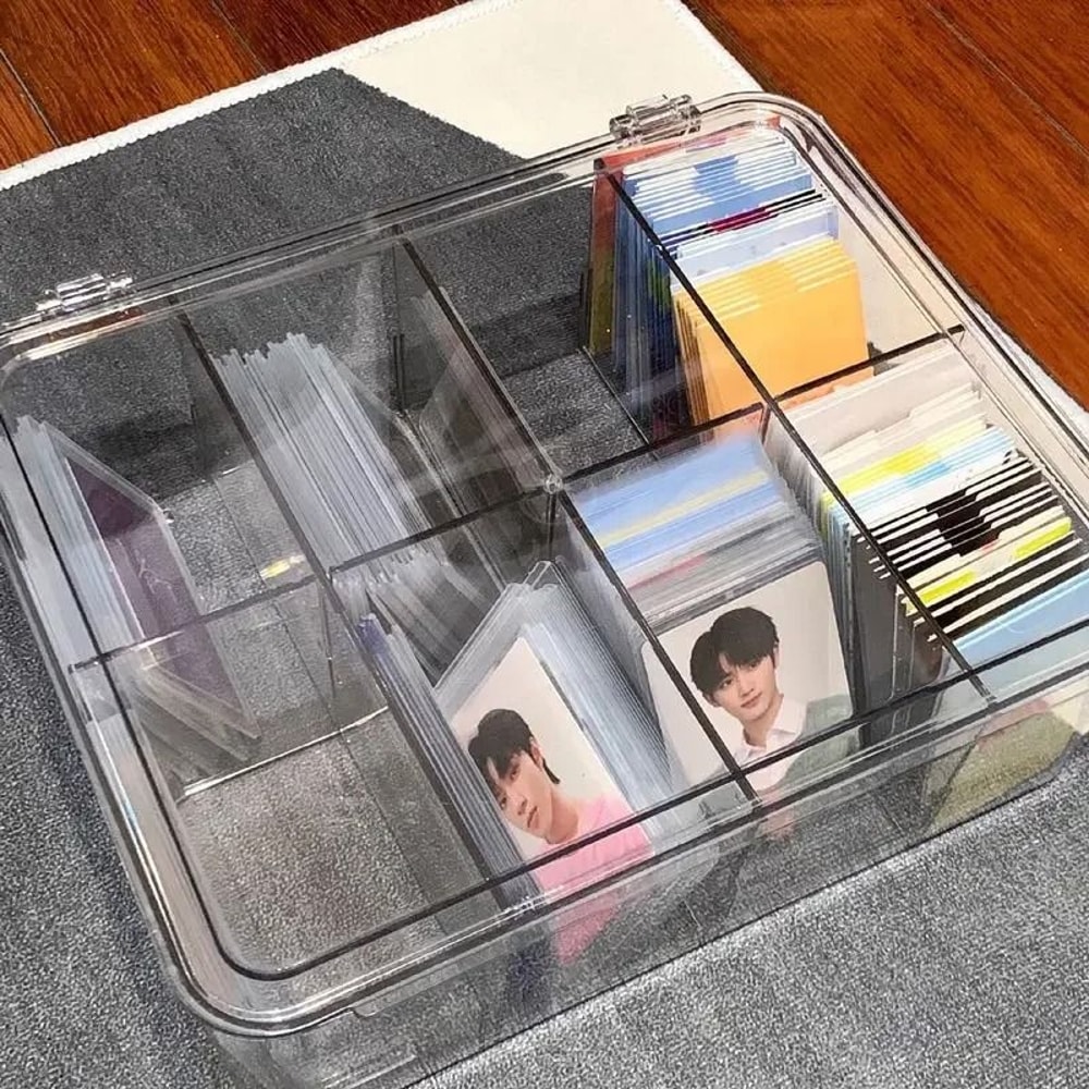 Acrylic Photocard Storage Box Transparent Display Organizer With Compartments 4