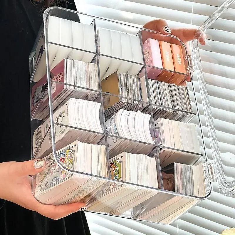 Acrylic Photocard Storage Box Transparent Display Organizer With Compartments 5