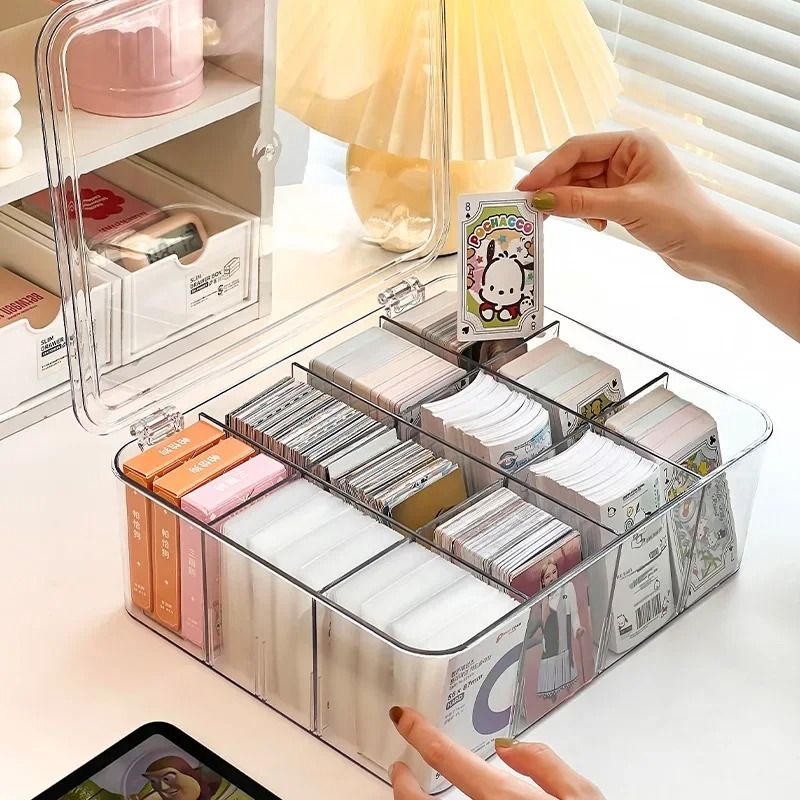Acrylic Photocard Storage Box Transparent Display Organizer With Compartments 8