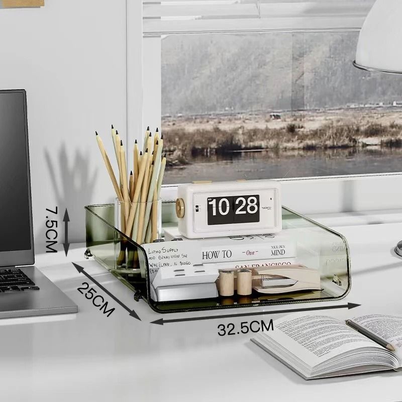 Transparent Stackable Desktop File Tray Large Capacity A4 Paper Organizer 3