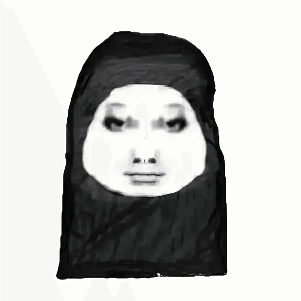 party guest wearing printed face scarf mask