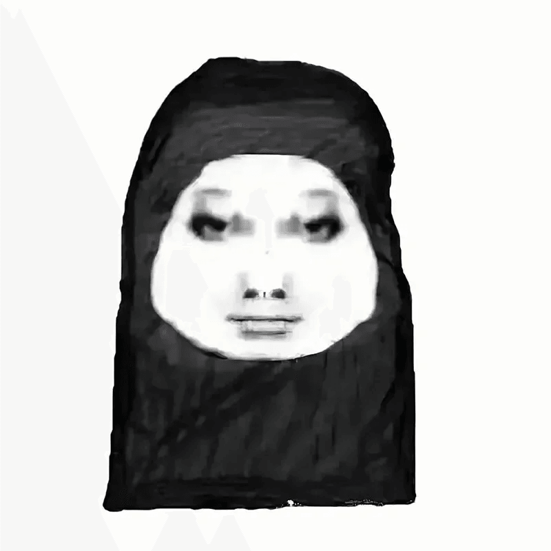 party guest wearing printed face scarf mask