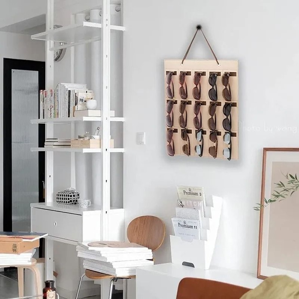 Hanging Felt Eyeglasses Storage Organizer 15 Slot Sunglasses Display Holder 2