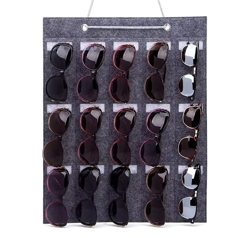 Hanging Felt Eyeglasses Storage Organizer 15 Slot Sunglasses Display Holder 6