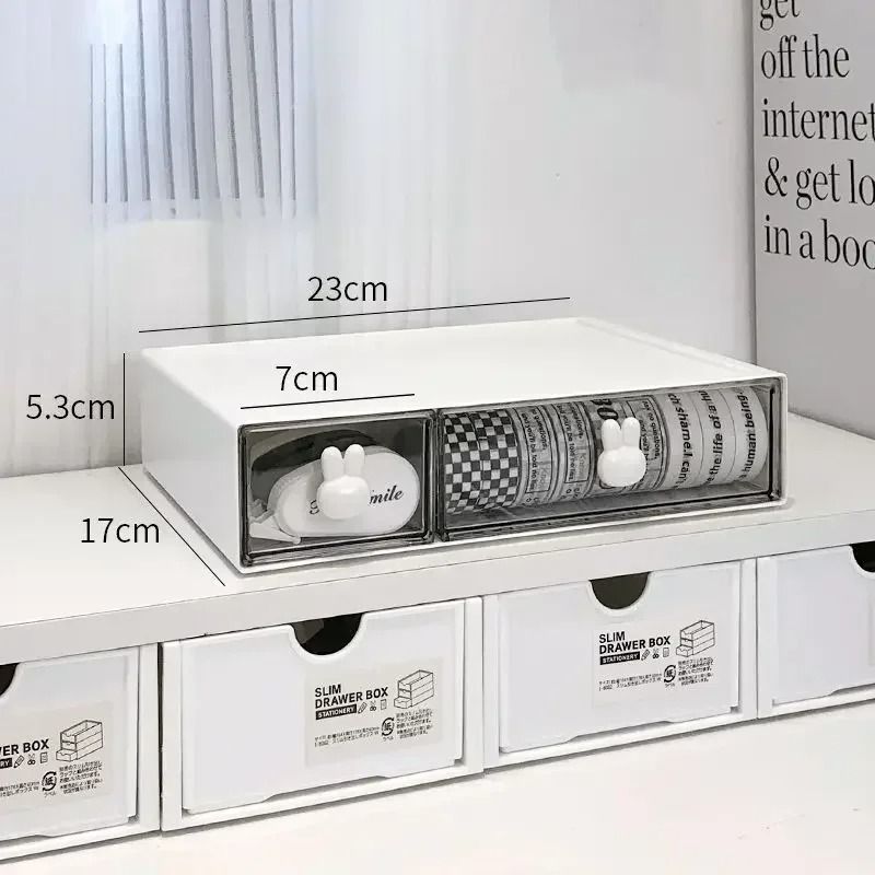 Cute Desktop Stationery Organizer With Drawers Multi Compartment Pencil Storage Box 2