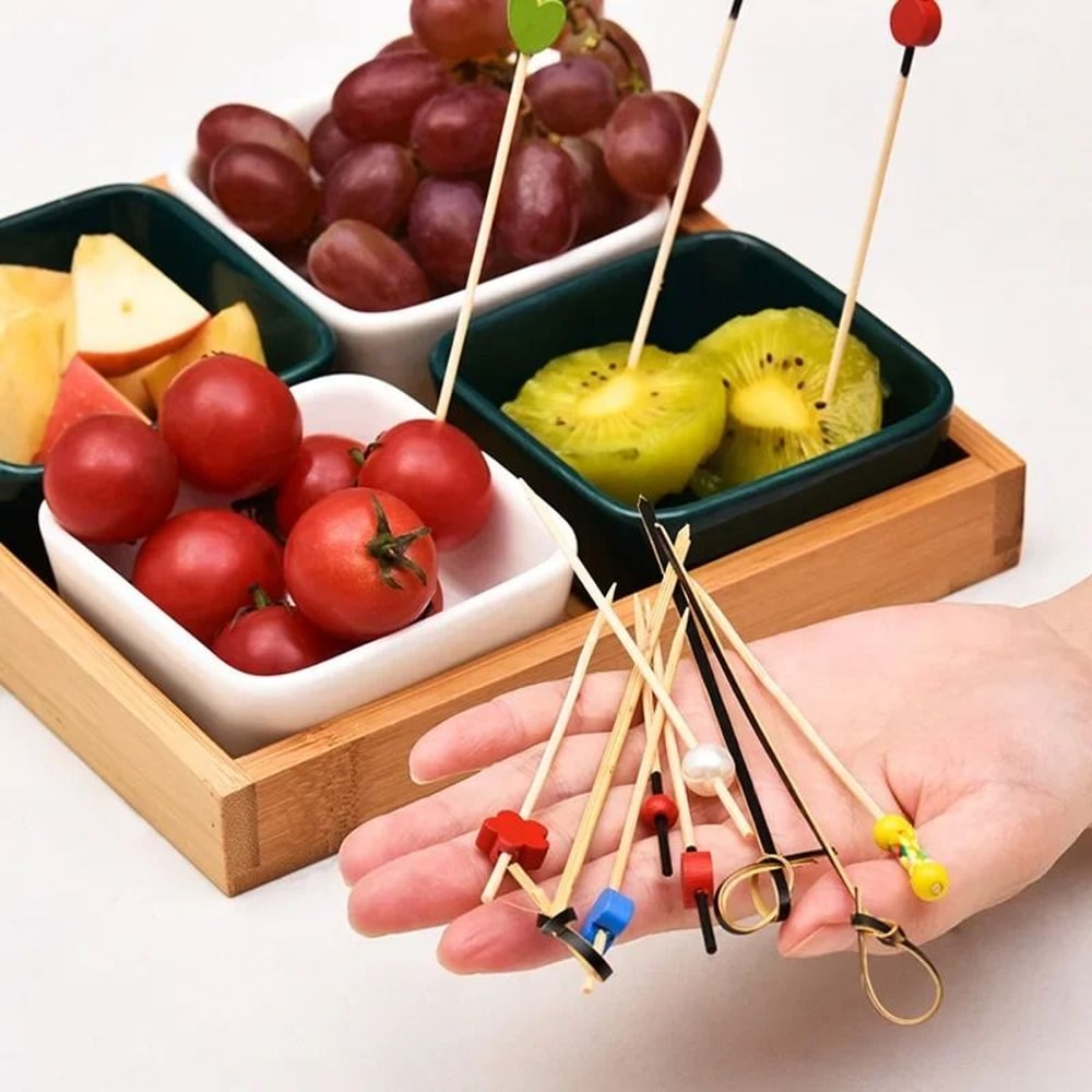 Bamboo Fruit Picks Cocktail Skewers Cupcake Toppers Set Of 100 11