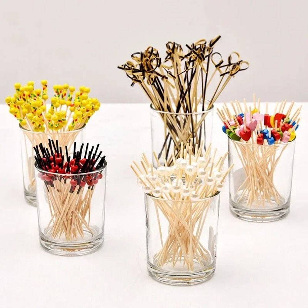 Bamboo Fruit Picks Cocktail Skewers Cupcake Toppers Set Of 100 0