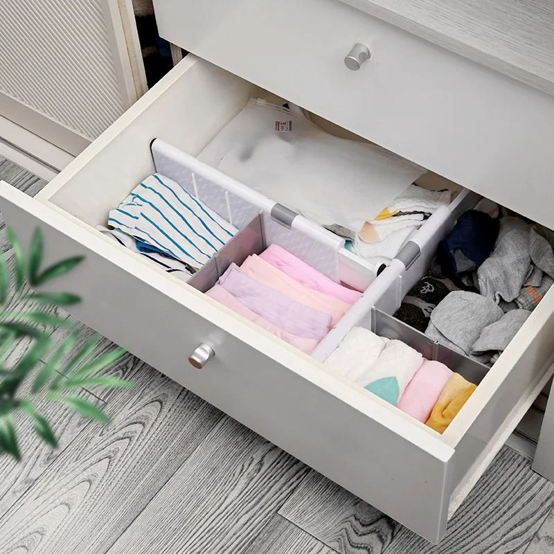 Adjustable Drawer Dividers Organizer Retractable Kitchen Storage Partition Set 4