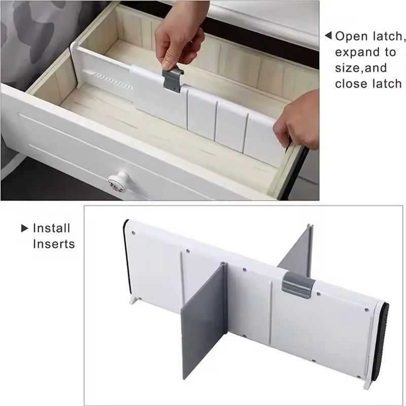 Adjustable Drawer Dividers Organizer Retractable Kitchen Storage Partition Set 5