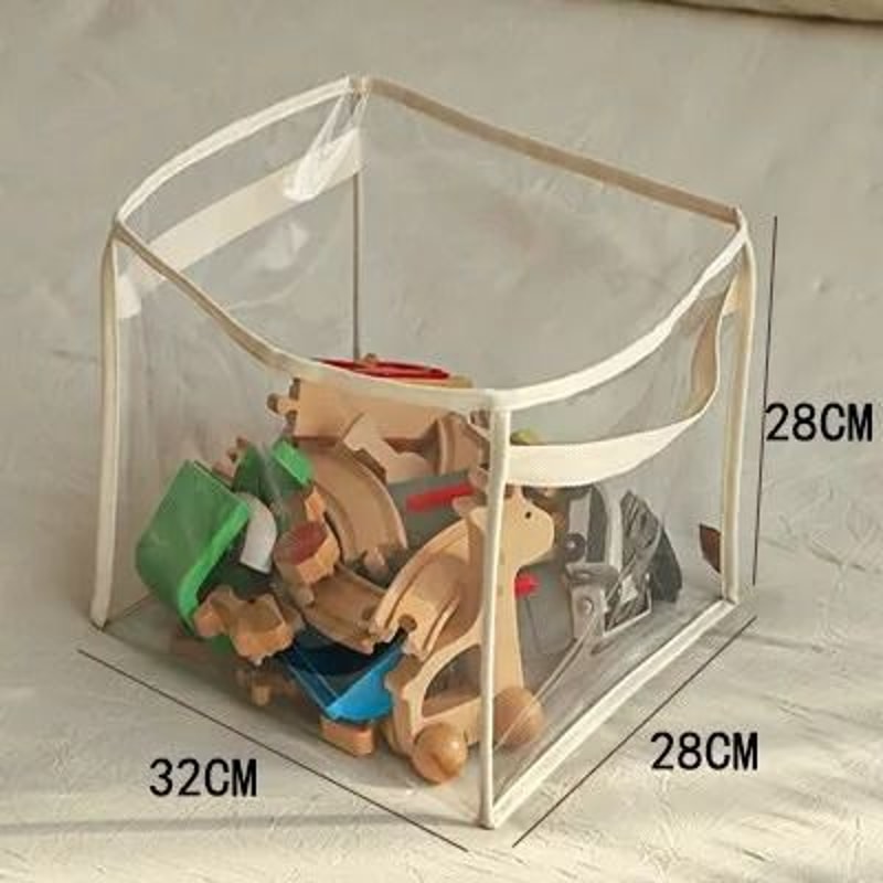 Large Transparent Toy Storage Basket High Capacity Kids Toy Organizer Bag 2