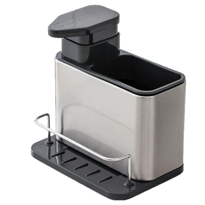 3 In 1 Kitchen Sink Organizer Stainless Steel Soap Dispenser And Sponge Holder 3