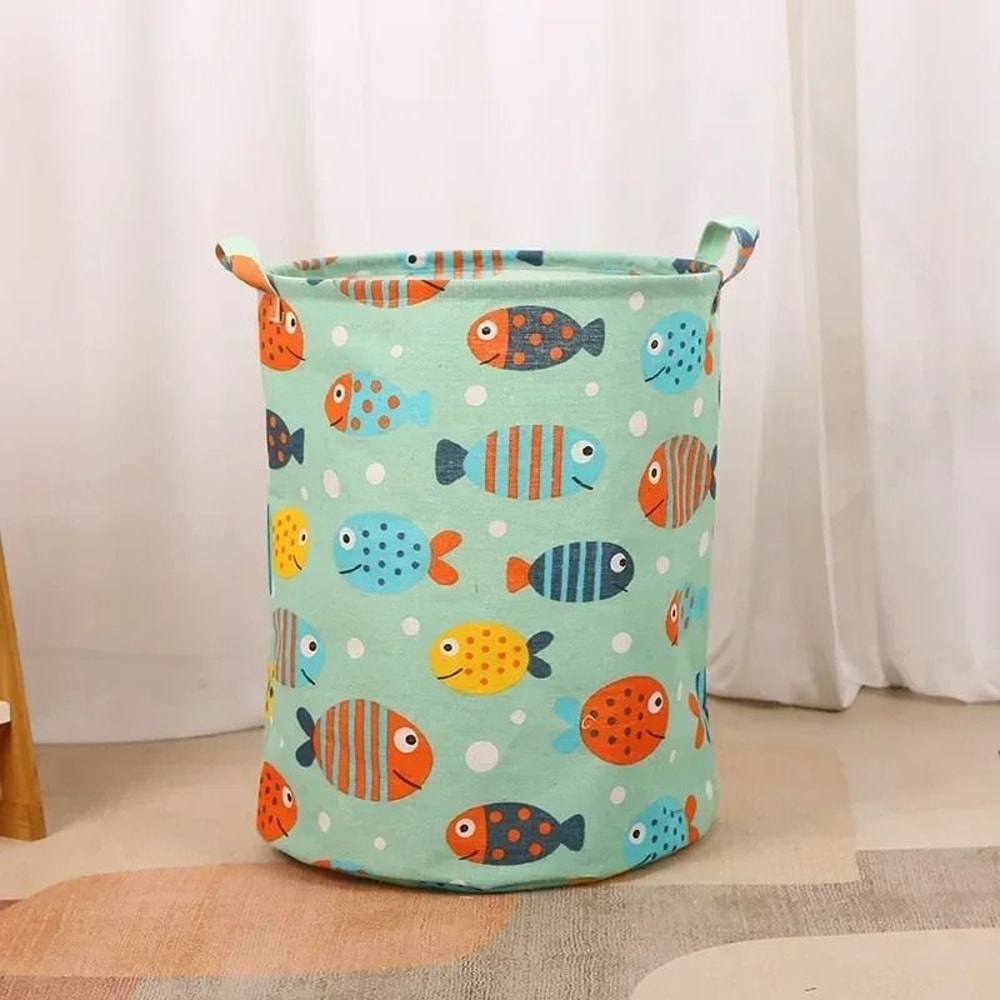 Foldable Cotton Linen Laundry Hamper Large Laundry Storage Bag 2