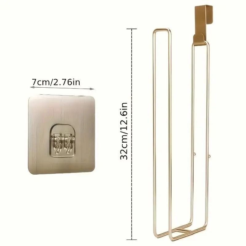 Self Adhesive Black Bathroom Toilet Paper Holder With Towel Bar No Drill Wall Mount 1