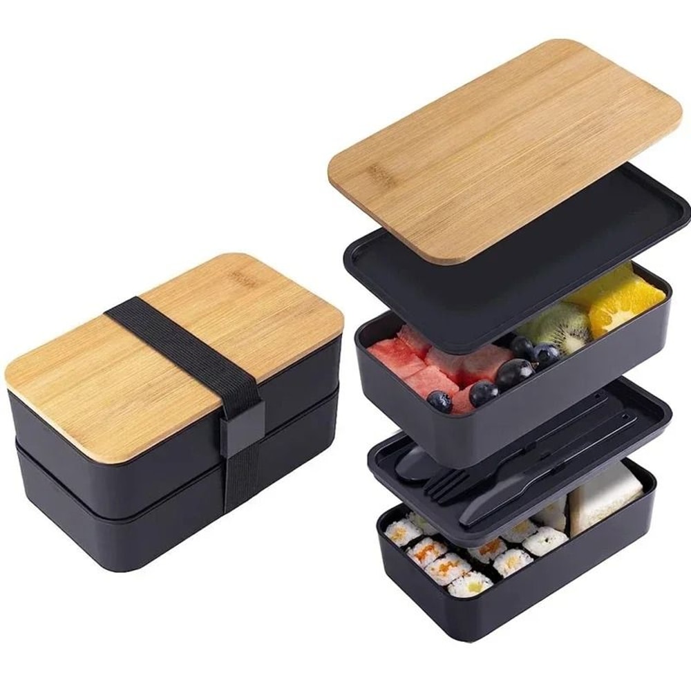 Stackable Bento Lunch Box With Insulated Bag Microwaveable Large Capacity Meal Container 5