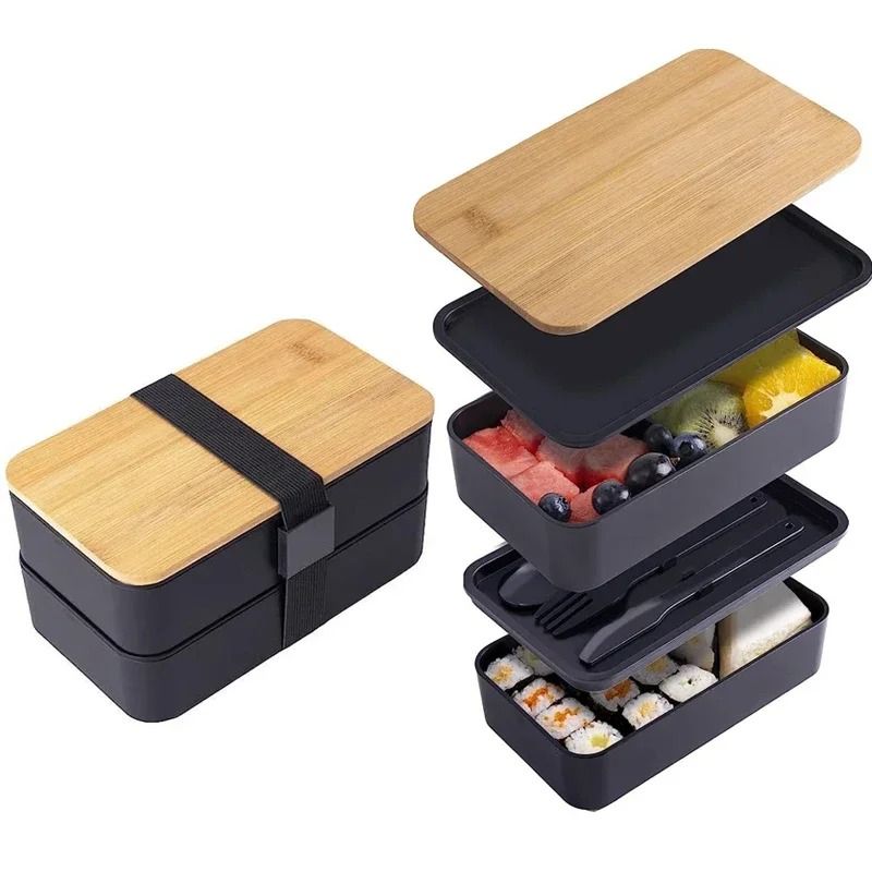 Stackable Bento Lunch Box With Insulated Bag Microwaveable Large Capacity Meal Container 5