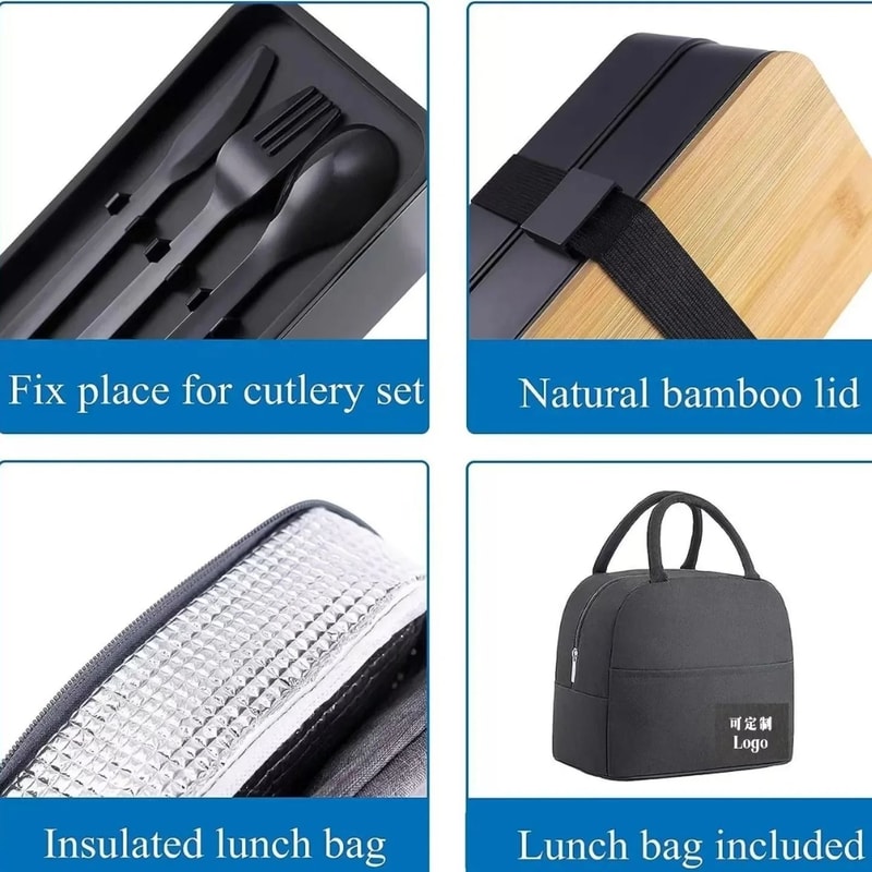 Stackable Bento Lunch Box With Insulated Bag Microwaveable Large Capacity Meal Container 7