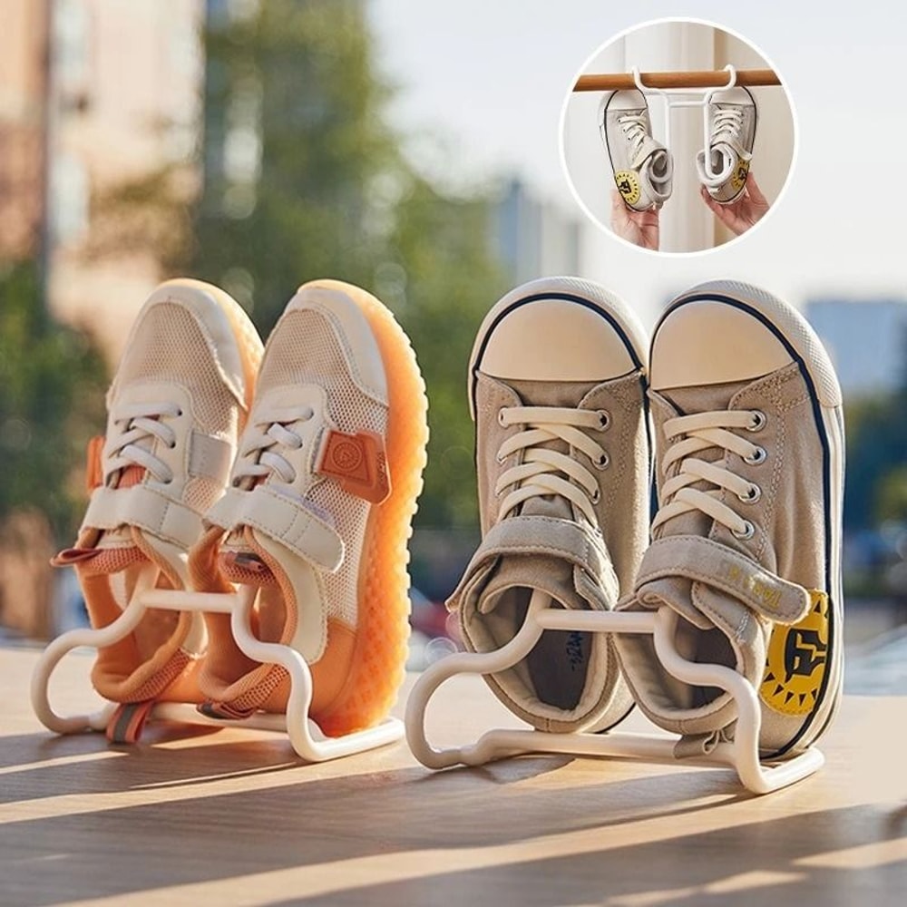 Multi Purpose Shoe Drying Rack Double Hooks Balcony Shoe Storage Organizer 2 Pieces 8