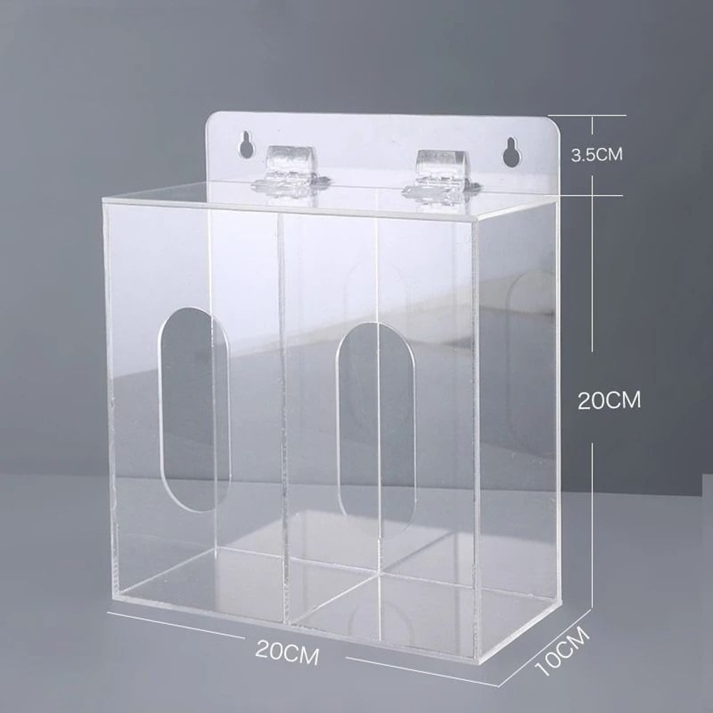 Clear Acrylic Mask Holder And Glove Dispenser Wall Mounted Hygiene Storage Box 2