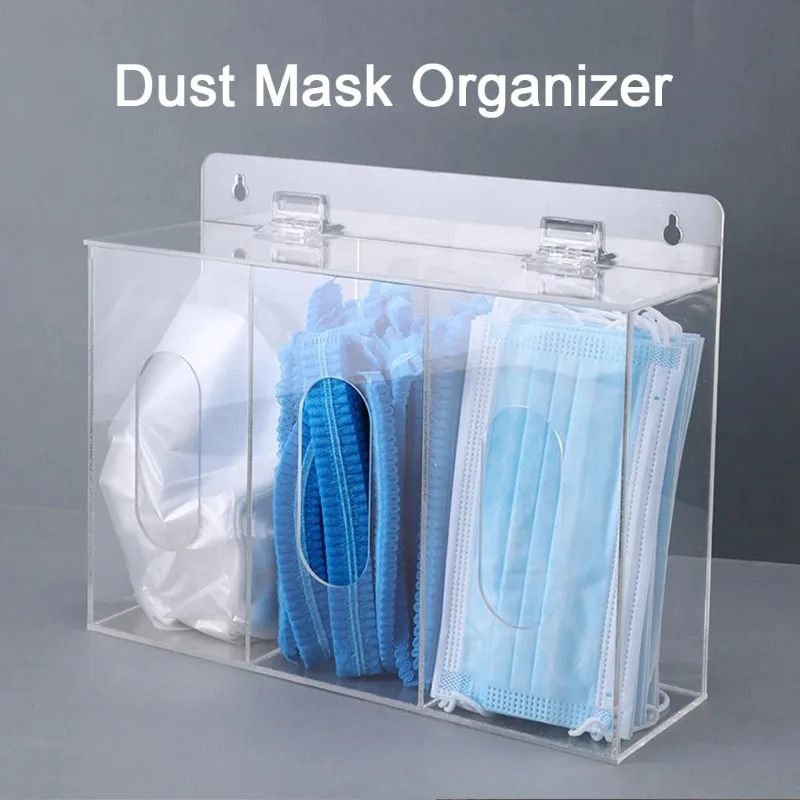 Clear Acrylic Mask Holder And Glove Dispenser Wall Mounted Hygiene Storage Box 9