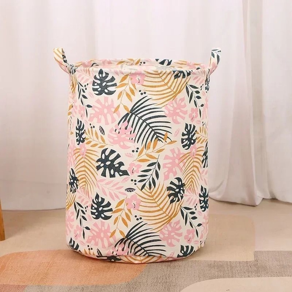 Foldable Cotton Linen Laundry Basket Large Storage Hamper For Clothes And Toys 6