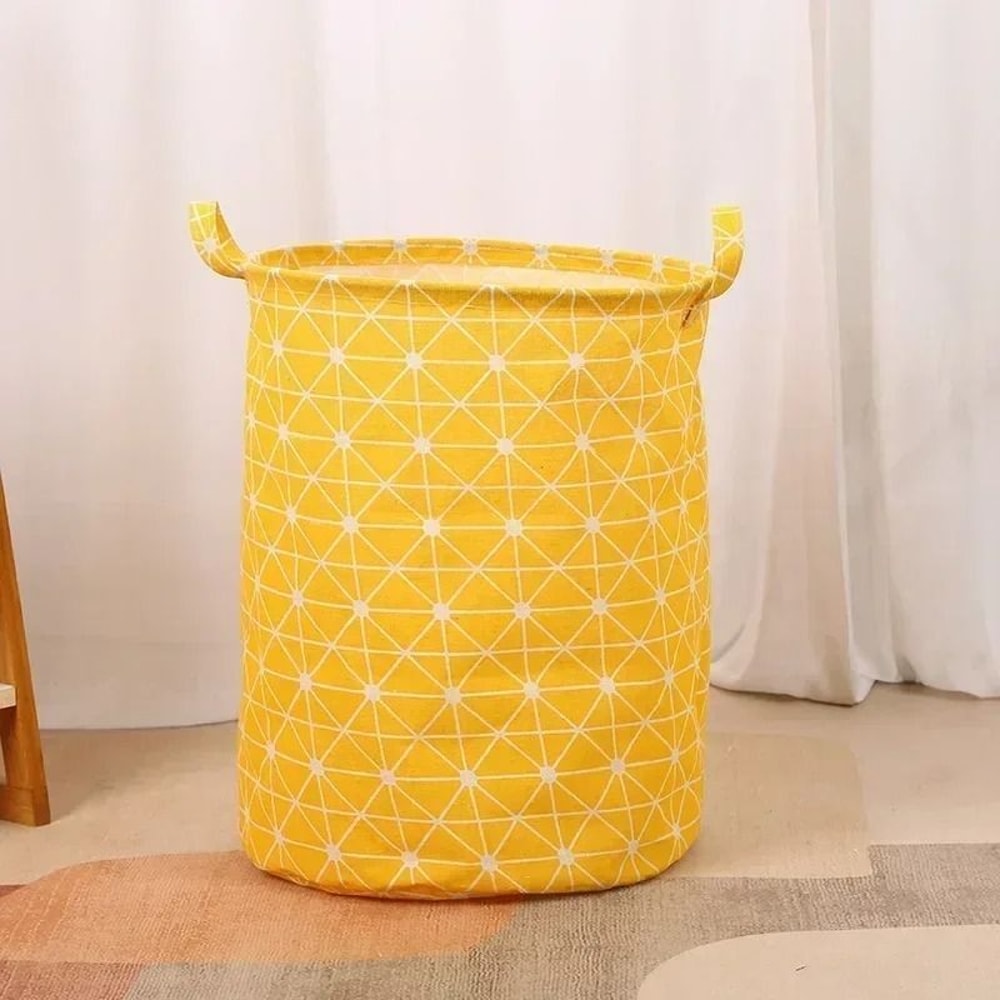 Foldable Cotton Linen Laundry Basket Large Storage Hamper For Clothes And Toys 3