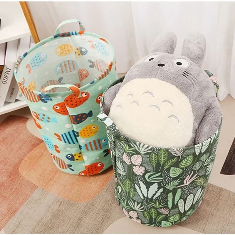 Foldable Cotton Linen Laundry Basket Large Storage Hamper For Clothes And Toys 8