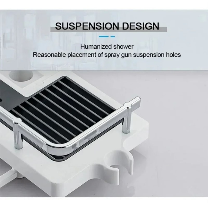 Adjustable Shower Storage Holder No Drilling Bathroom Pole Organizer Shelf 10