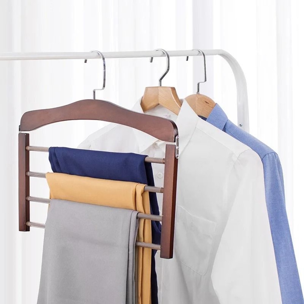 Solid Wood Clothes Drying Rack Multi Function Wooden Wardrobe Storage Rack 7