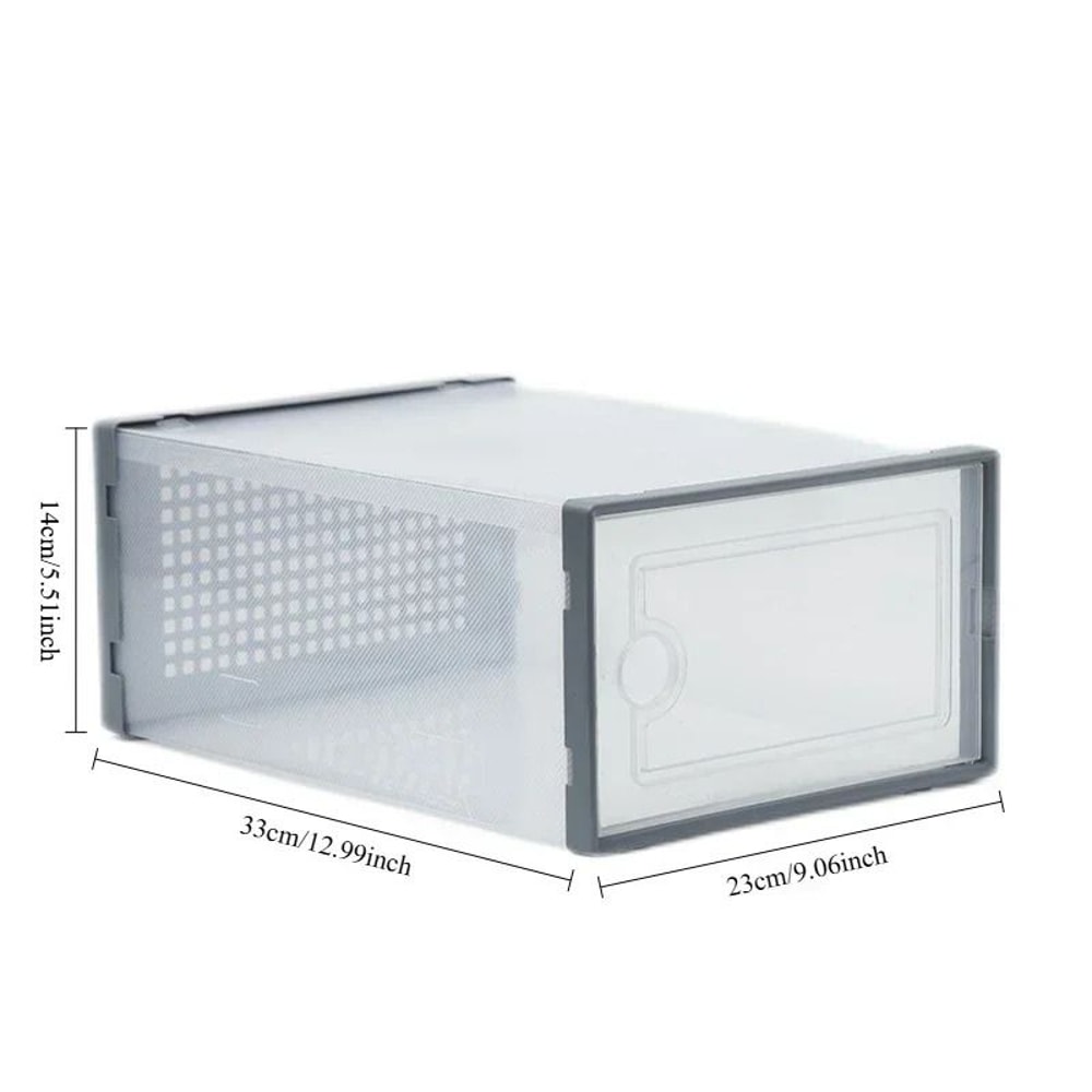 Transparent Stackable Shoe Storage Box Thickened Foldable Organizer With Flip Lid 4