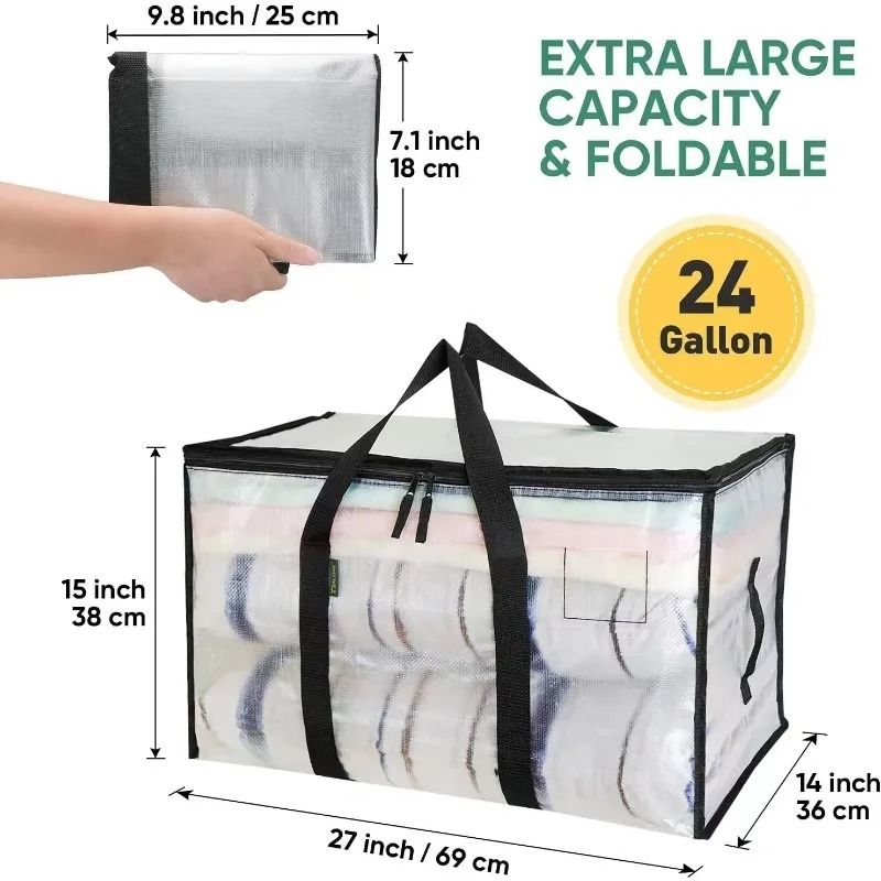 Large Capacity Transparent Quilt Storage Bag Clothing And Bedding Organizer 5