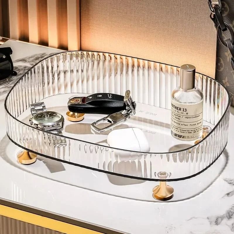 Clear Bathroom Vanity Tray Large Capacity Perfume And Skincare Organizer 1