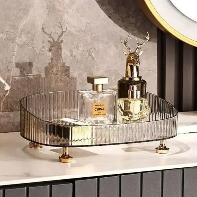 Clear Bathroom Vanity Tray Large Capacity Perfume And Skincare Organizer 6