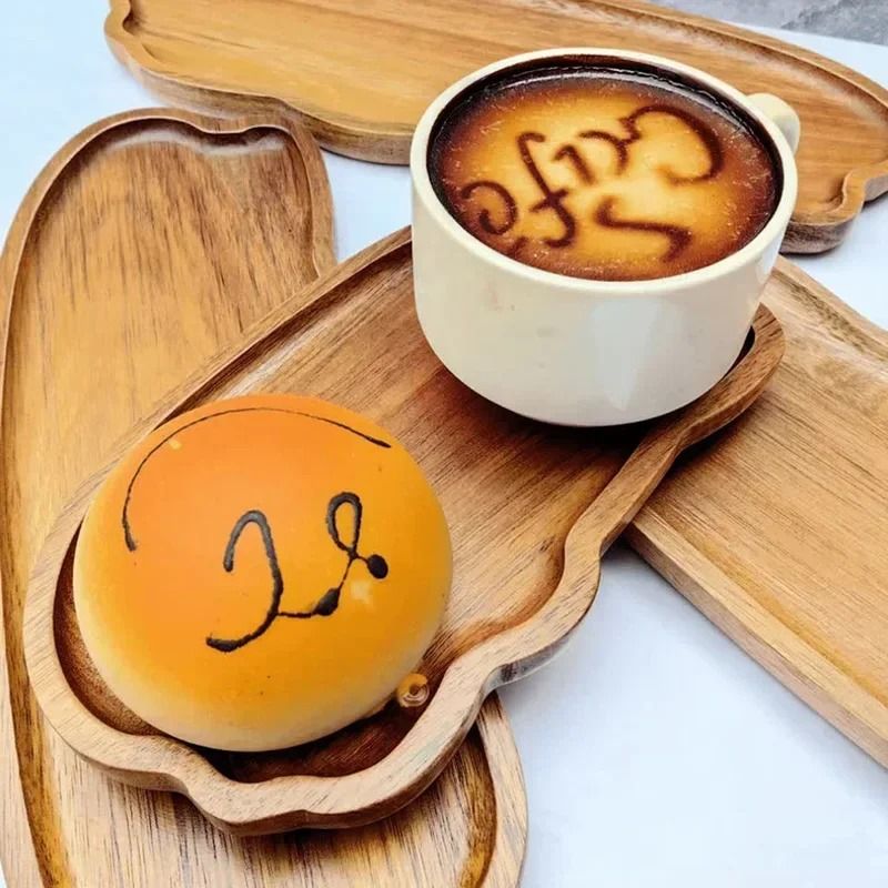 Wooden Serving Tray Decorative Food Plate For Tea Coffee Snacks And Desserts 7