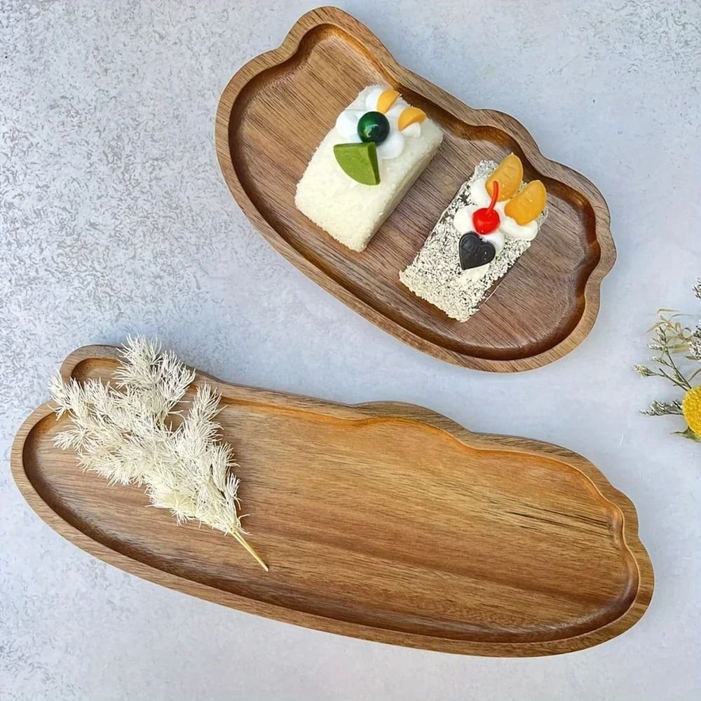 Wooden Serving Tray Decorative Food Plate For Tea Coffee Snacks And Desserts 6